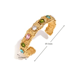 Bratara Bangle placata cu aur cu zirconii multicolore 34426 Ibucork.ro