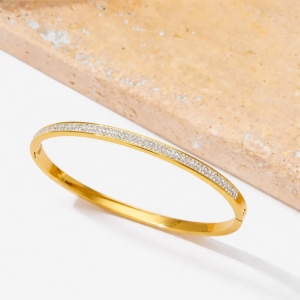 Bratara Bangle placata cu aur cu zirconii, 2, ibucork.ro