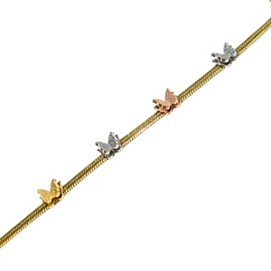 Bratara inox dama aurie cu fluturi, 3, ibucork.ro
