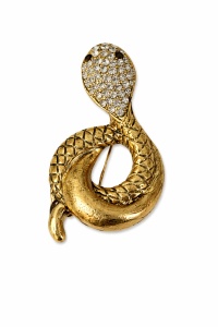 Brosa cobra cu cristale aurie