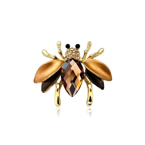 Brosa eleganta Magic Fly cu cristal maro