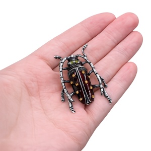 Brosa retro cu email Beetle, 2, ibucork.ro