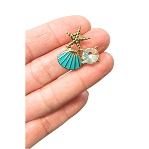 Cercei placati cu aur Blue Starfish 37666 Ibucork.ro