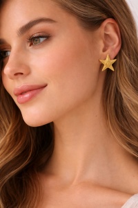 Cercei placati cu aur Gold Starfish, 3, ibucork.ro