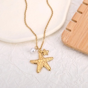 Colier placat cu aur Starfish Pearl - Img 2