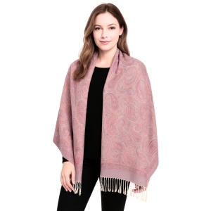 Esarfa casmir jacquard paisley roz, 4, ibucork.ro