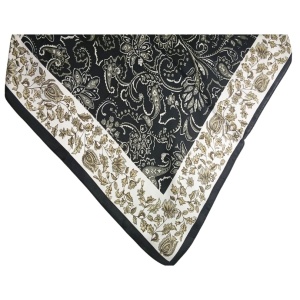 Esarfa din satin Black Flowers - Img 6
