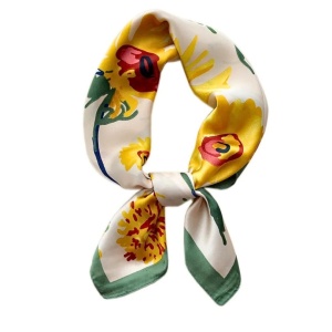 Esarfa din satin Flori de Crizanteme 35856 Ibucork.ro