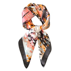 Esarfa din satin Orange and Black 36336 Ibucork.ro