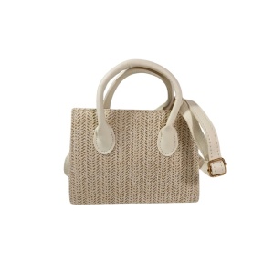Gentuta crossbody din rafie White 28026 Ibucork.ro