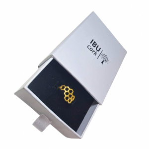 Inel reglabil din argint placat cu aur Hexa 27846 Ibucork.ro