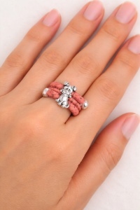 Inel reglabil din pluta Pink Puppy, 3, ibucork.ro