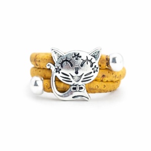 Inel reglabil din pluta Yellow Kitty
