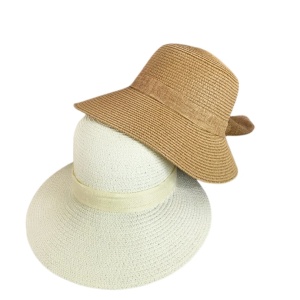 Palarie din rafie vintage decorata cu funda 36936 Ibucork.ro