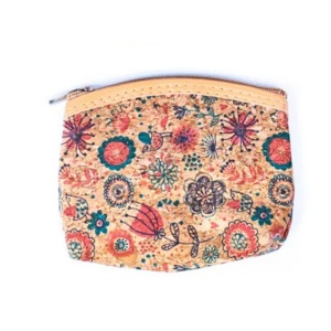 Portmoneu din pluta natural multicolor - Flowers 32776 Ibucork.ro