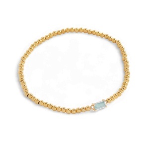 Bratara de mana placata cu aur din inox Golden Beads Crystal