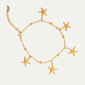 Bratara de picior placata cu aur din inox Starfish, 3, ibucork.ro