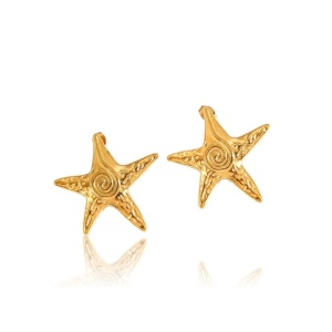 Cercei placati cu aur Gold Starfish
