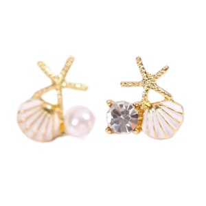 Cercei placati cu aur Pink Starfish - Img 3