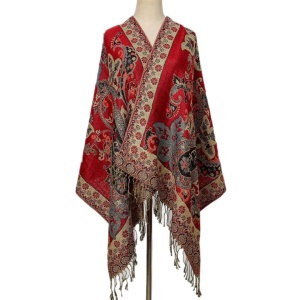 Esarfa brodata Ethnic rosu - Img 1