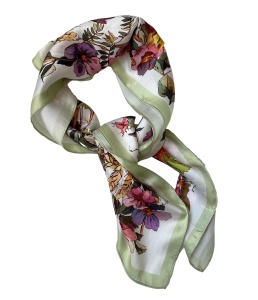 Esarfa patrata din twill cu imprimeu floral elegant - Img 4