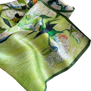 Esarfa satin verde picturala, 3, ibucork.ro
