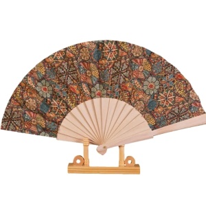 Evantai din pluta cu imprimeu multicolor - Mandala