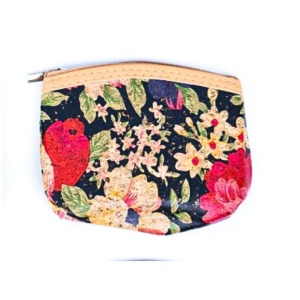 Portmoneu din pluta natural multicolor - Flowers 32777 Ibucork.ro