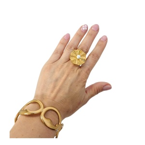 Bratara Bangle cu forma neregulata placata cu aur - Img 4