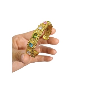 Bratara Bangle placata cu aur cu zirconii multicolore - Img 4