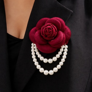 Brosa floare cu perle mare rosie, 3, ibucork.ro