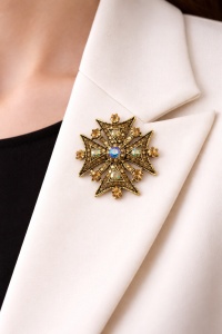 Brosa Vintage Eleganta Gold Cross, 3, ibucork.ro