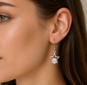 Cercei Argintii Steluta cu Cristal Silver Star, 2, ibucork.ro