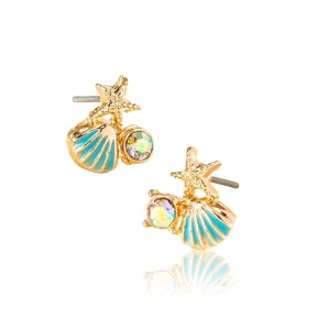 Cercei placati cu aur Blue Starfish 37668 Ibucork.ro