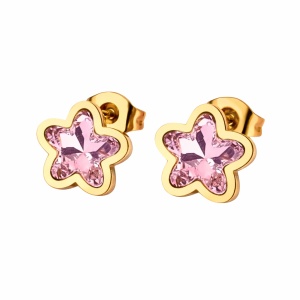 Cercei placati cu aur Pink Flower