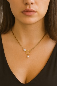 Colier cu perla cerc minimalist, 2, ibucork.ro