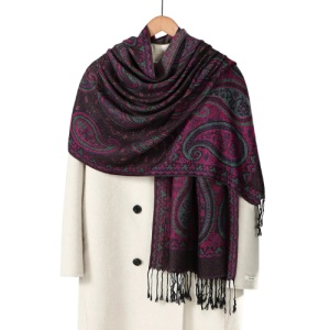 Esarfa casmir jacquard Paisley Dark Purple, 1, ibucork.ro
