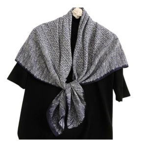Esarfa din satin alb negru 35928 Ibucork.ro