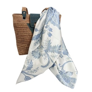 Esarfa din satin Blue Leaf - Img 2