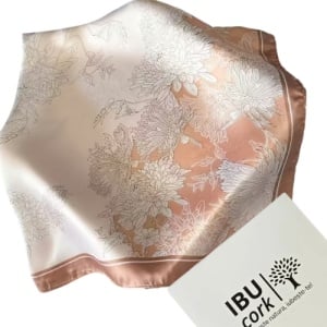 Esarfa satin bej floral fin, 3, ibucork.ro