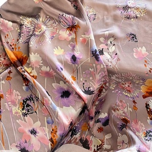 Esarfa satin florala lila, 1, ibucork.ro