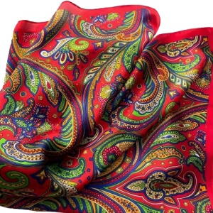 Esarfa satin paisley rosu multicolor, 3, ibucork.ro