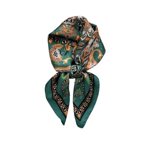 Esarfa satin patrata cu verde Paisley, 1, ibucork.ro