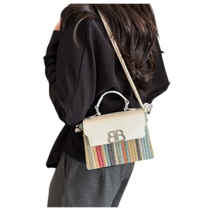 Gentuta crossbody din rafie Colored 37308 Ibucork.ro