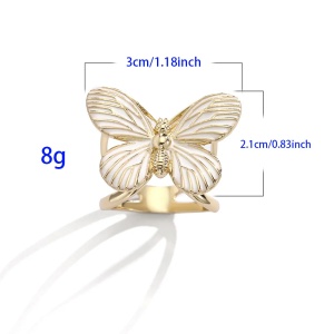 Inel esarfa fluture cu email alb, 5, ibucork.ro
