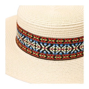 Palarie din rafie cu model geometric 37278 Ibucork.ro