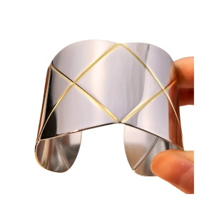Bratara Bangle deschisa placata cu aur - Img 3