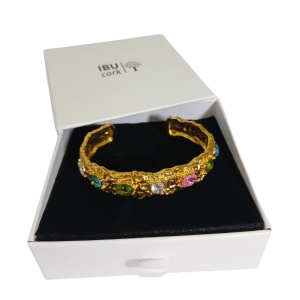 Bratara Bangle placata cu aur cu zirconii multicolore - Img 5