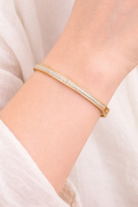 Bratara Bangle placata cu aur cu zirconii, 3, ibucork.ro