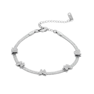 Bratara inox dama argintie cu fluturi